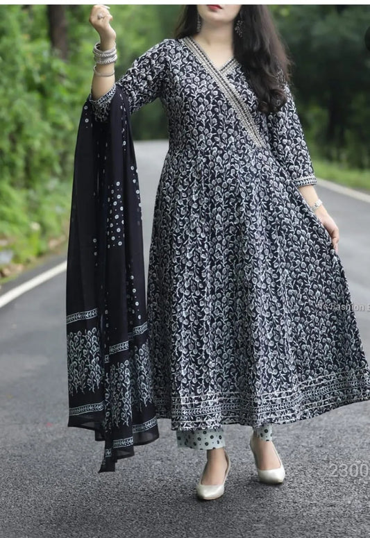 Multicolor Viscose Rayon Kurta and Pant Set with Dupatta.