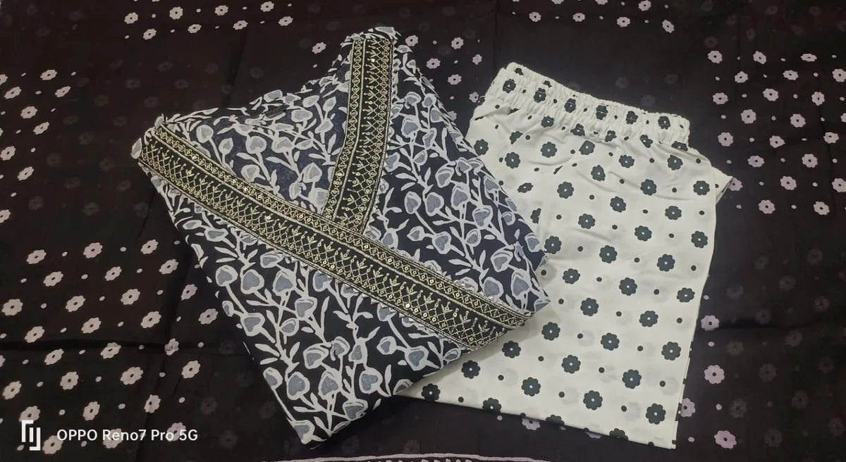 Multicolor Viscose Rayon Kurta and Pant Set with Dupatta.