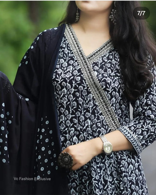 Multicolor Viscose Rayon Kurta and Pant Set with Dupatta