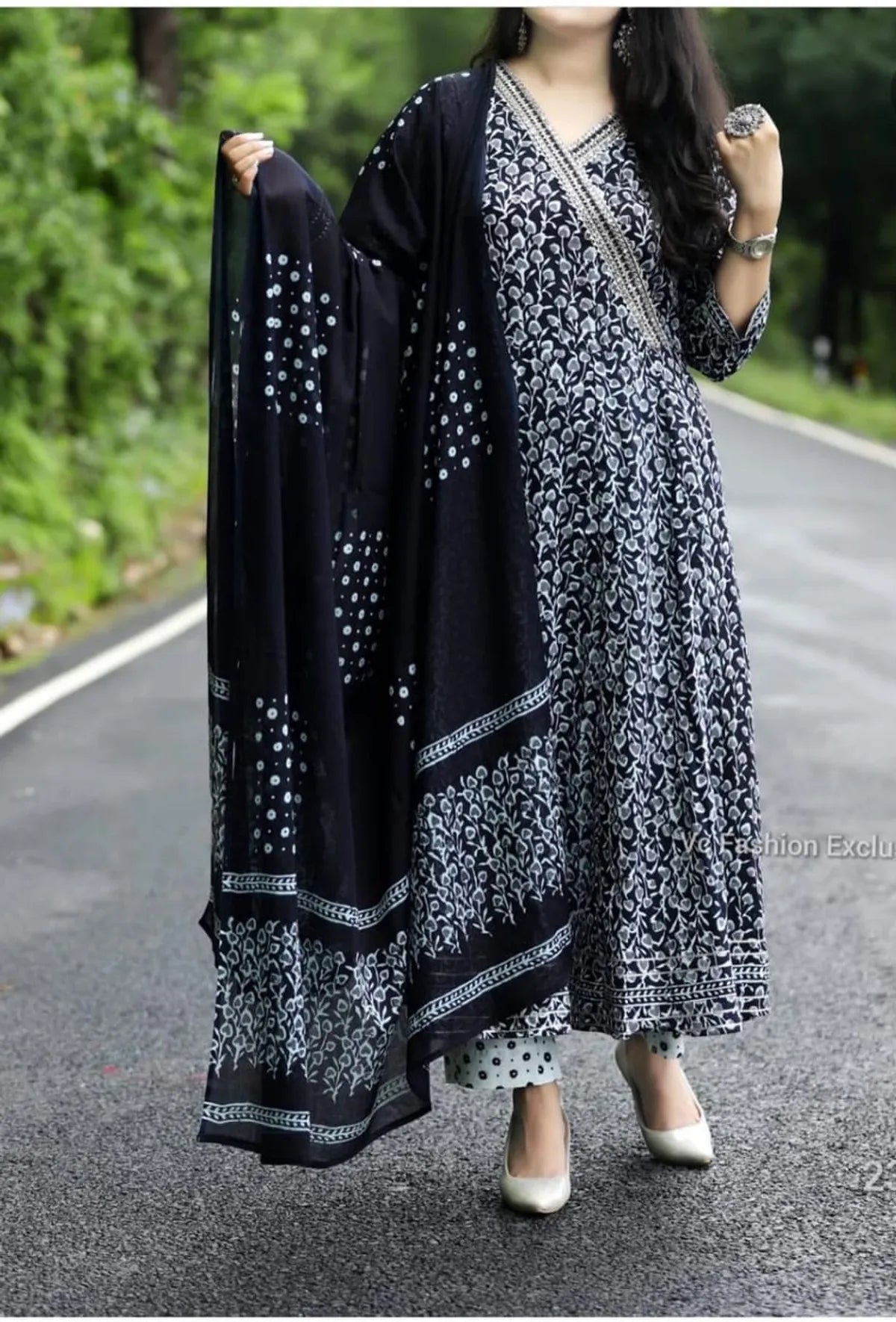 Multicolor Viscose Rayon Kurta and Pant Set with Dupatta.