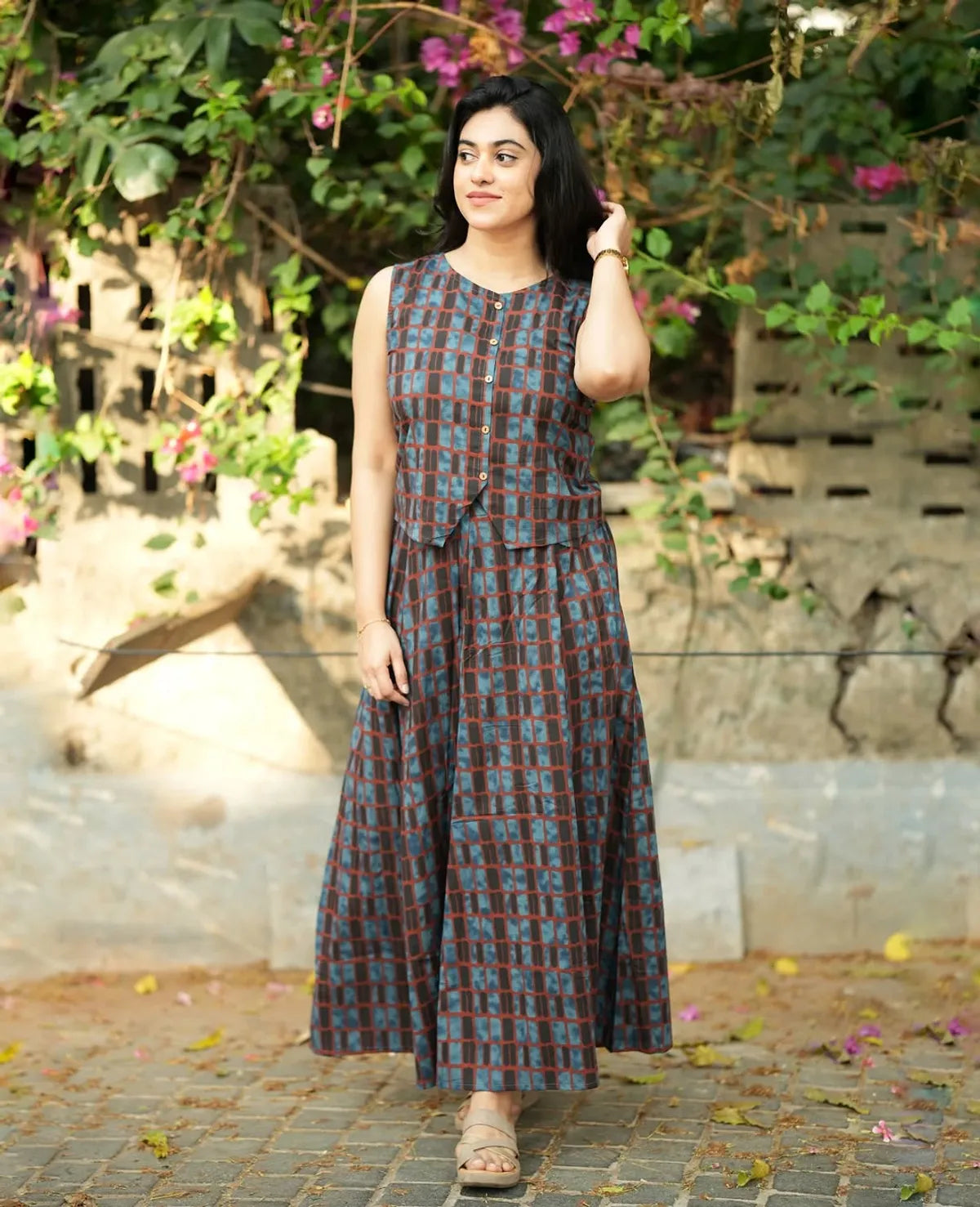 Cotton Cut Sleeve Top & Skirt