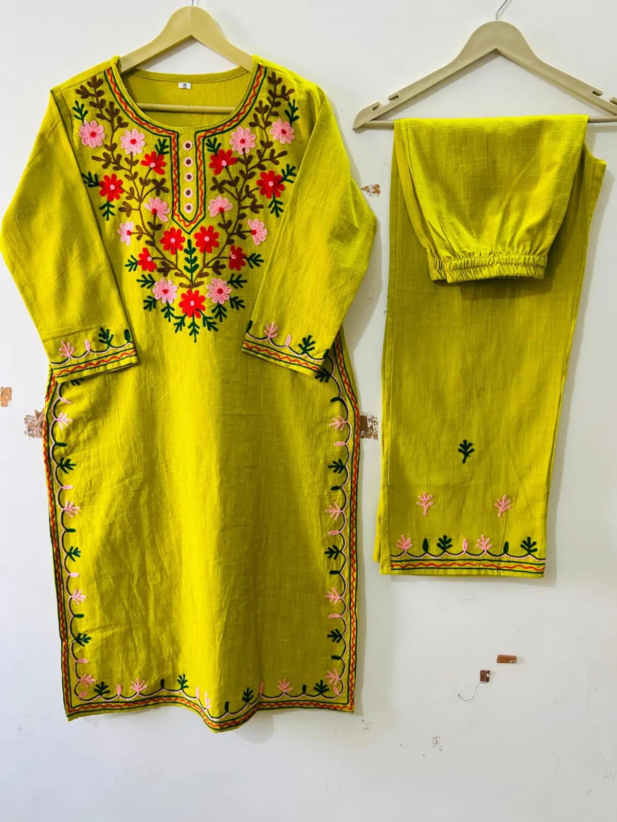 Cotton Embroidered Kurta & Pant Set