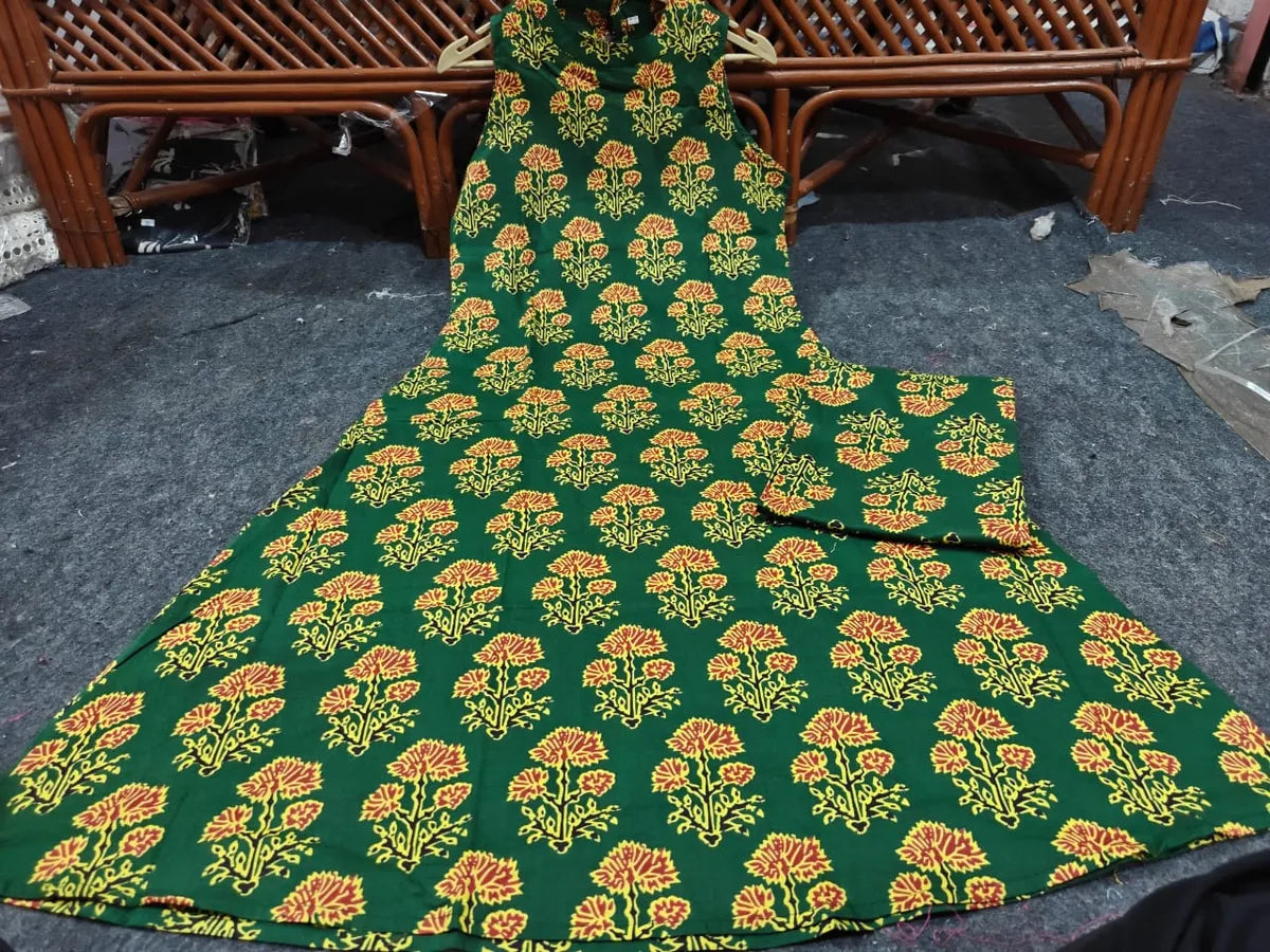 Cotton Printed Cut Sleeve Kurta & Pant Set.