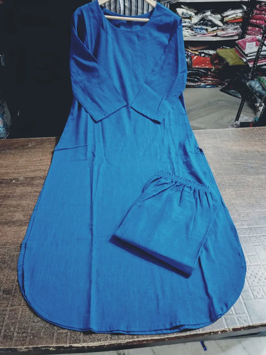 Blue Handloom South Cotton Kurta & Pant Set