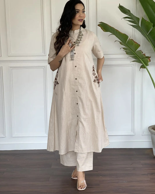 South Cotton Embroidered Kurta & Pant Set